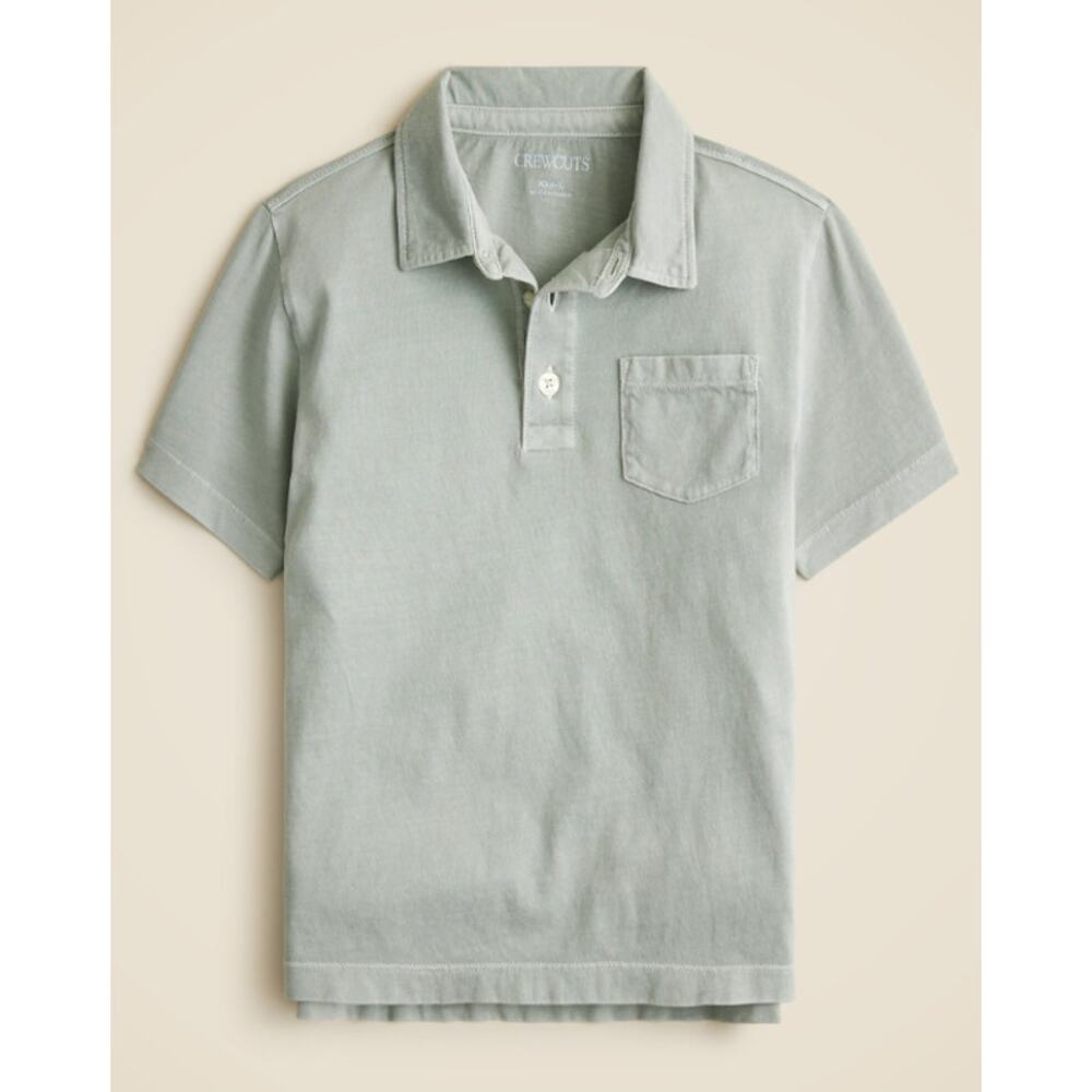 Crewcuts J.Crew Short-Sleeve Garment-Dyed Polo Shirt Boys L Blue Jersey Cotton